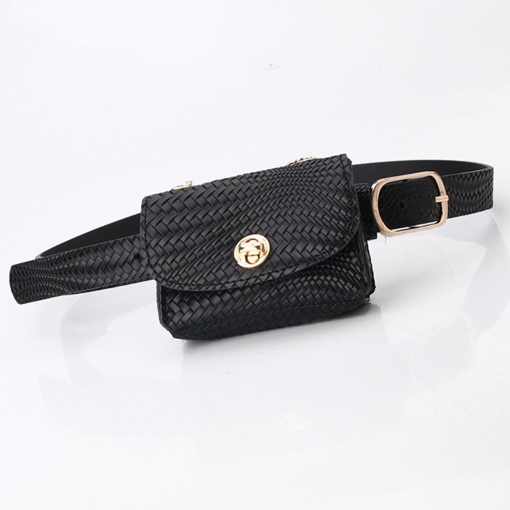 ✨Black Woven Belt Bag Detachable NEW